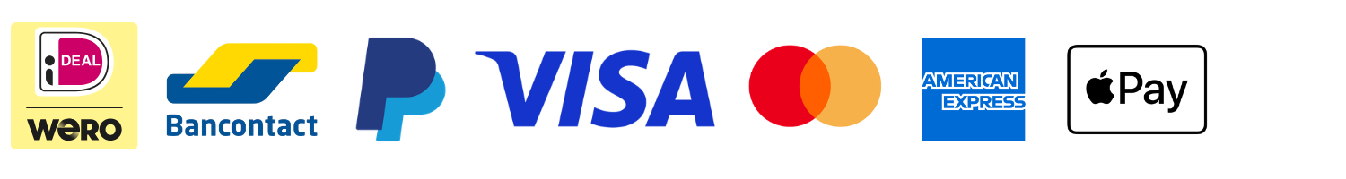 Betaalmethodes: iDEAL, Bancontact, PayPal, Visa, Mastercard, American Express, Apple Pay
